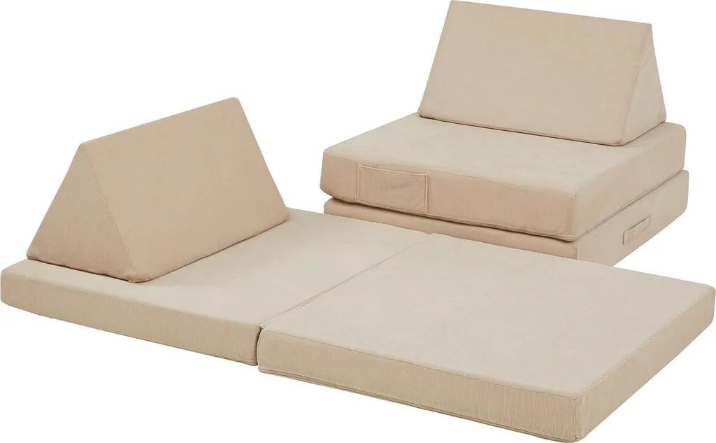 Divanetto Gioco Norhulta 5 Pezzi Schiuma Cord Beige - Design Montessori - 4