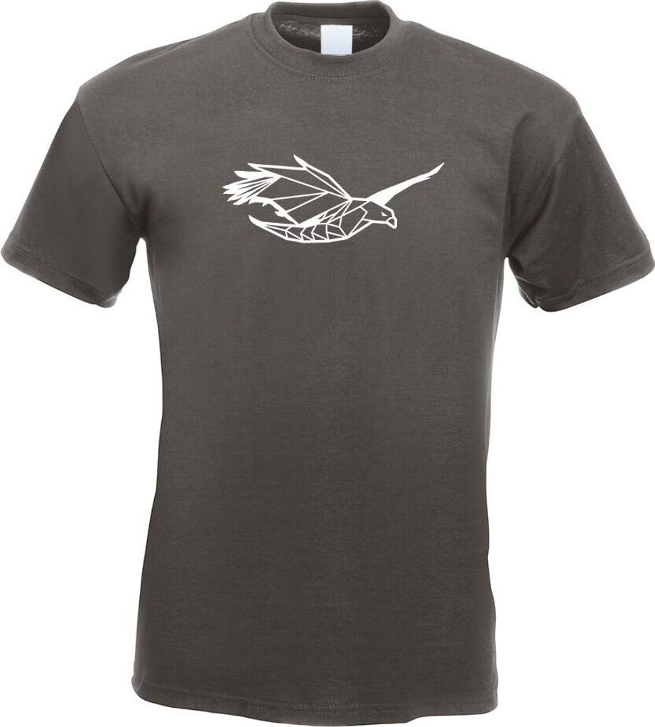 Kiwistar - T-Shirt - Graphit - Adler Raubvogel Polygon Motiv Bedruckt Funshirt Design Print - mit Motiv Bedruckt - Funshirt Design - Sport - Freize...