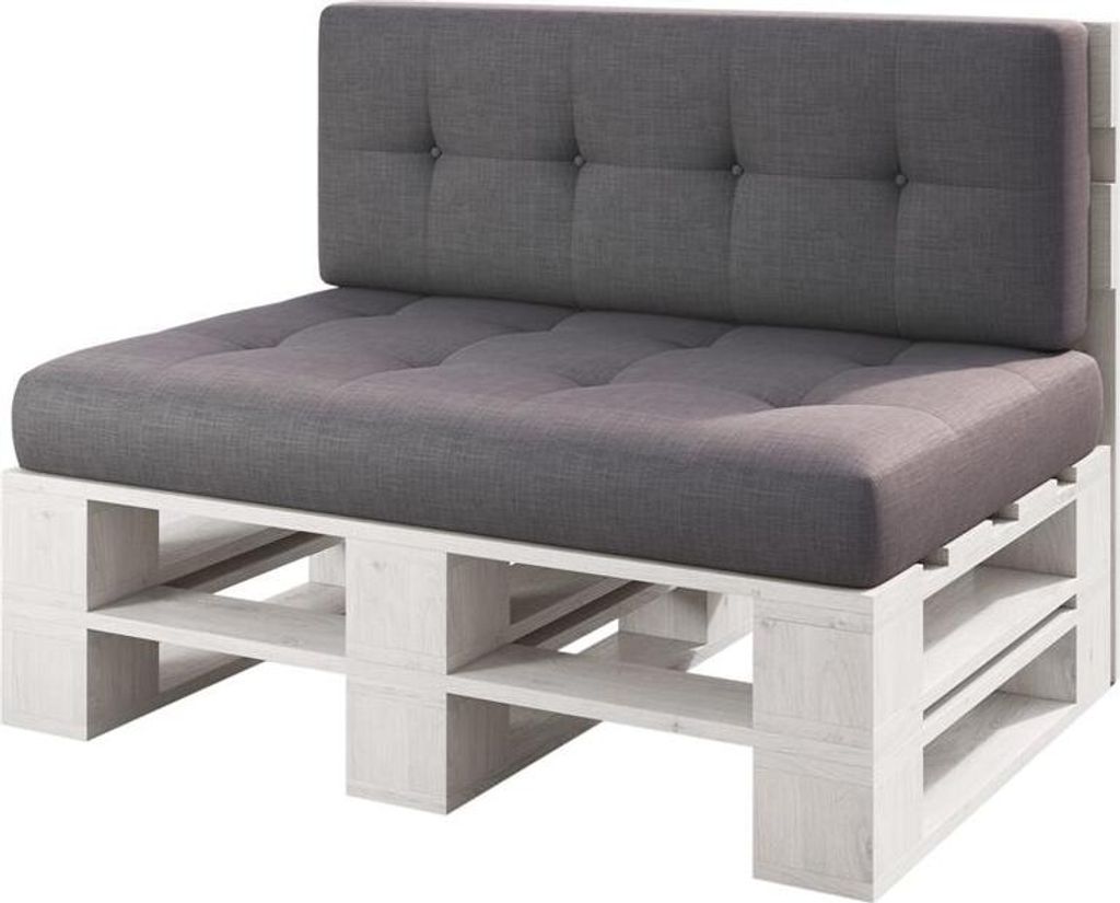 Lermowood Palettenmöbel Mp Bank 100 x 80 x 30 cm Weiß | Europaletten Indoor und Outdoor Lounge Gartenmöbel Holz Gartenmöbel Set Lounge Möbel T...