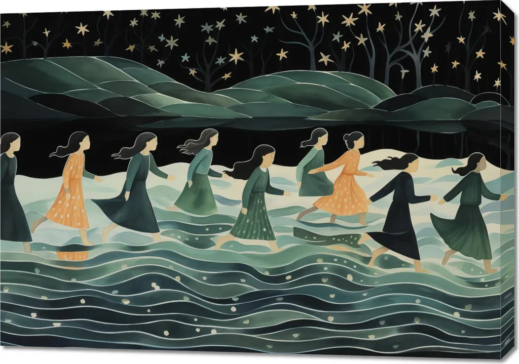 Quadro Grande 100x70 Processione Notturna - Decorazione Parete Moderna