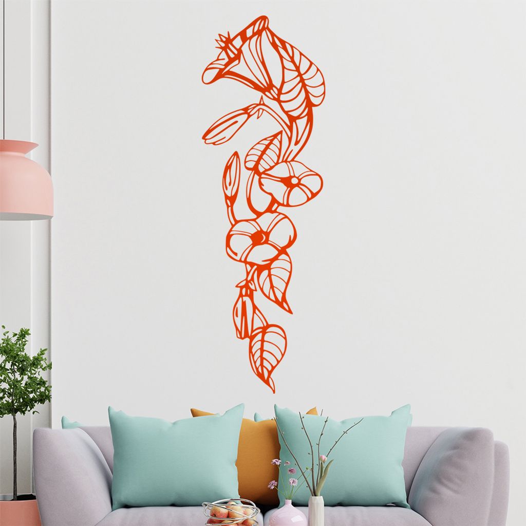 Blume - Ranken Wandtattoo in 6 Größen - Wandaufkleber Wall Sticker - Dekoration, Küche, Wohnzimmer, Schlafzimmer, Badezimmer