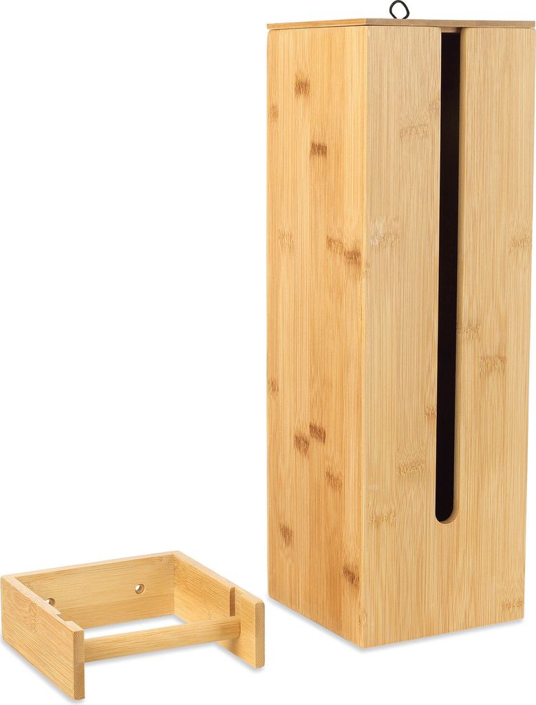 Schramm Bambus Set Toilettenpapierhalter stehend 13,5 x 13,5 x 42 cm inkl. Wandhalterung Klopapierhalter Toilettenpapieraufbewahrung Ersatzrollen...