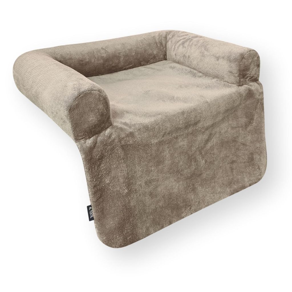 4L Textil Gemütliches Hundebett für das Sofa Lara Sofaschutz Kuscheliges Hundedecke mit Bezug Hundekissen (110x90 cm, Braun)