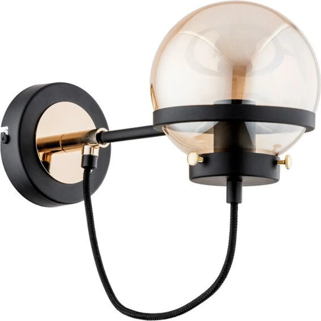 Applique VESTA verre doré et noir mat 10W culot E14 finition luxe