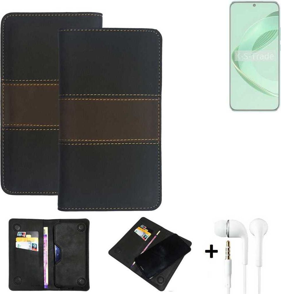 K-S-Trade Handyhülle + Kopfhörer kompatibel mit Huawei nova 11 Schutzhülle Walletcase Bookstyle Tasche Schutz Case Hülle Wallet Cover Kunstleder