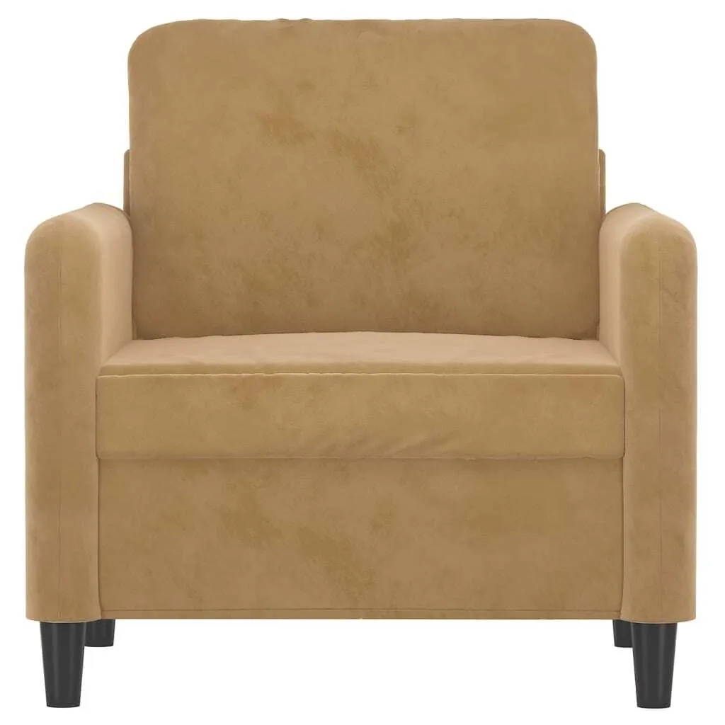 vidaXL Poltrona marrone 60 cm in velluto - 3