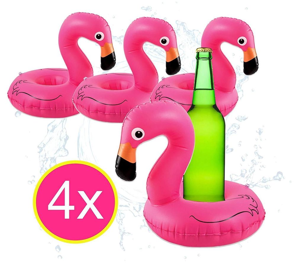 Getränkehalter Flamingo rosa aufblasbar für Badespaß und kühle Getränke im Pool 