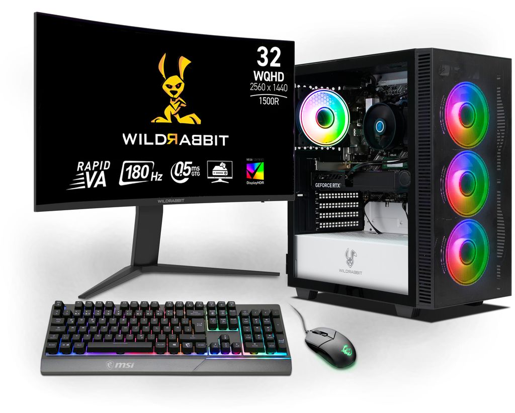 Ankermann Starter Gaming Bundle, AMD Ryzen 7 5700X, Nvidia GeForce RTX 5060 8GB, 16GB RAM, 1TB NVMe SSD, Windows 11, WLAN, Wildrabbit GMX 32 Zoll W...