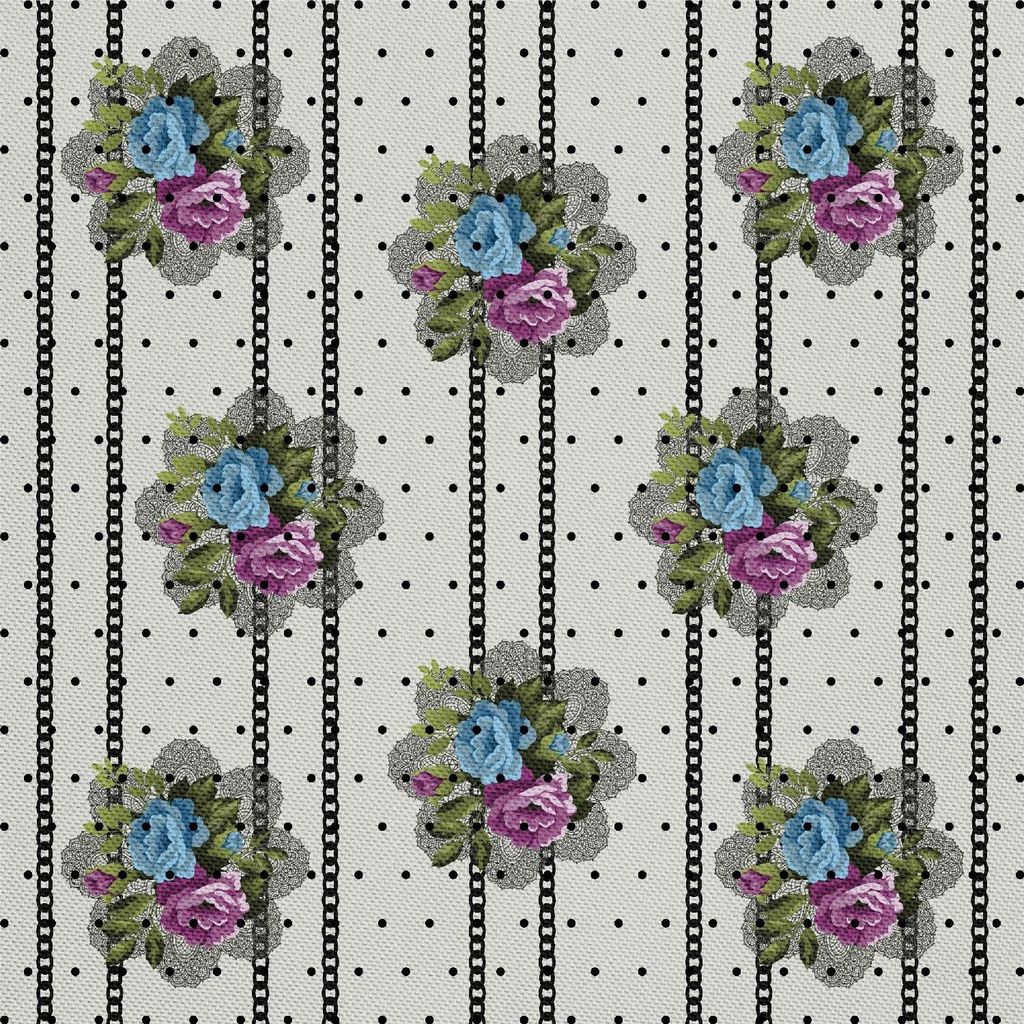 OUTDOOR DEKOSTOFFE OXFORD - Motiv Blumen, Punkte, Ketten