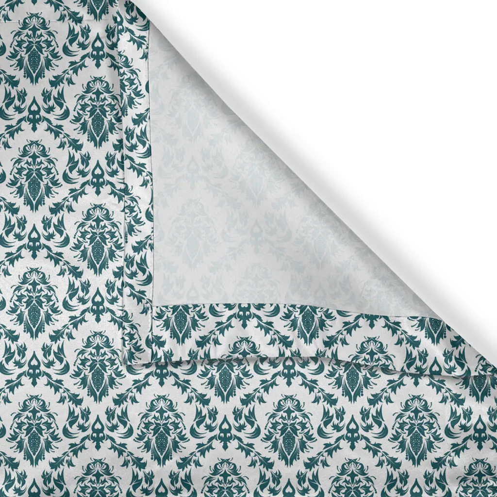 ABAKUHAUS Tenda con occhielli in damasco, damasco Tonte Floral Sprigs Motivo barocco Dettagliato motivo Immagine, Tende decorative a 2 pannelli, 280 cm x 225 cm, verde bianco - 2