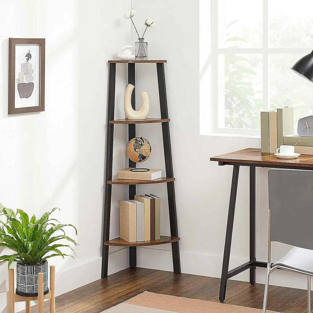 Etagère d'angle design Sutton 125 cm de hauteur finition brun rustique