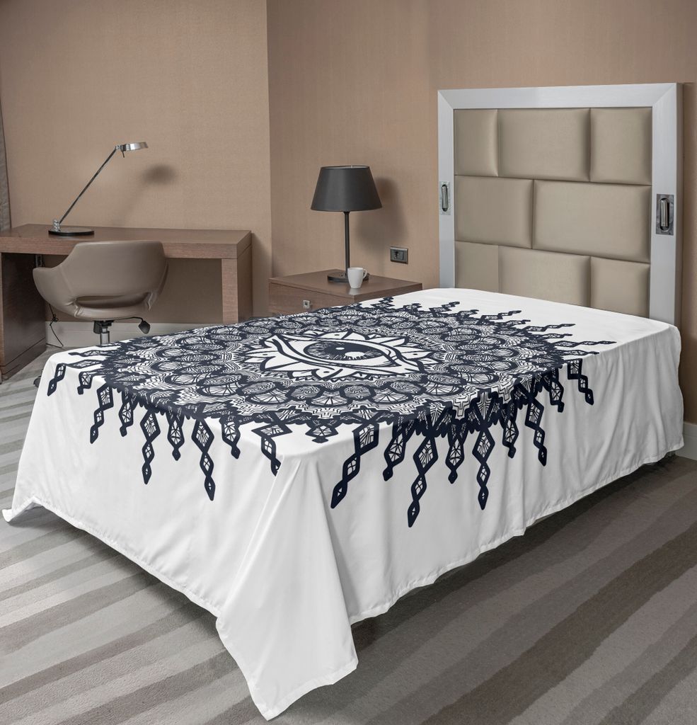ABAKUHAUS Okkulte Bettlaken, Traditionelles abstraktes rundes Mandala-Motiv-Auge im geheimen Anblick-okkulten Bild, weiches bequemes oberes Bettlak...