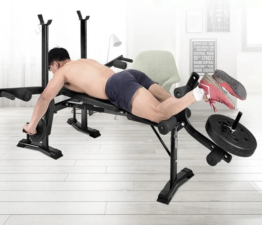 Appareil musculation corps complet avec kit développé couché noir robuste - 11