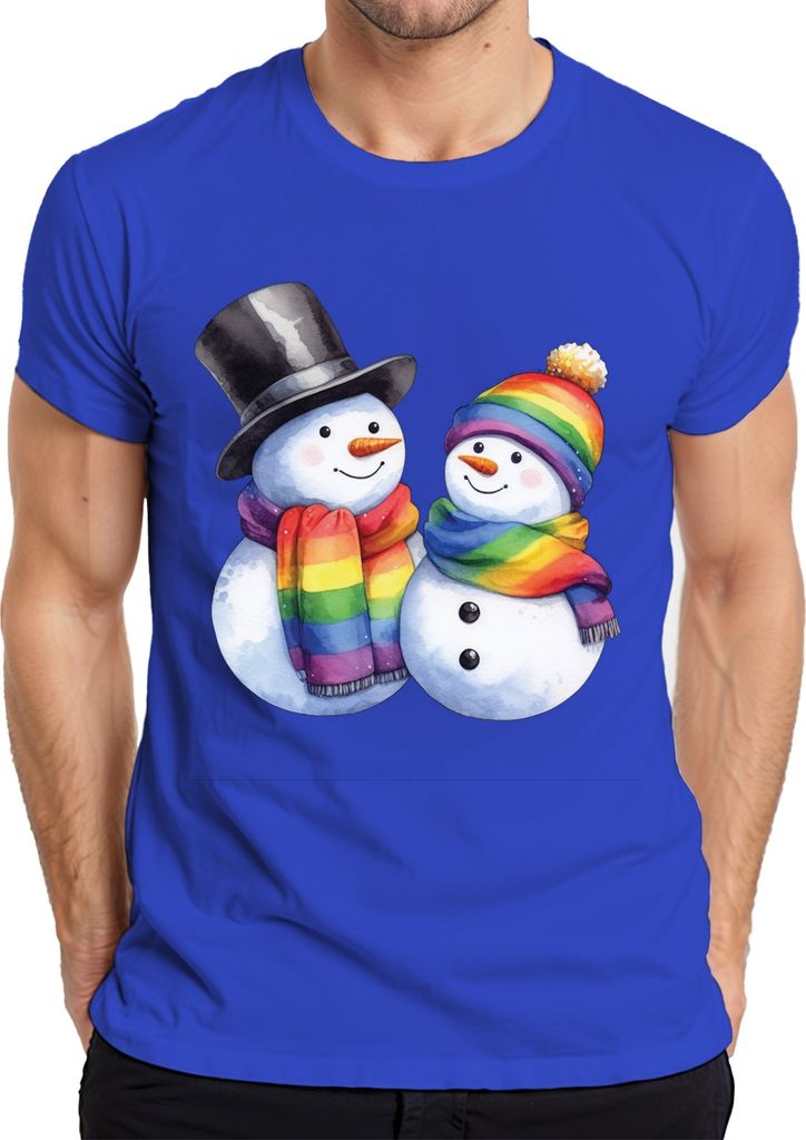 LGBTQ+ Schneemänner - Weihnachten Weihnachtsgeschenk Christmas Herren T-Shirt, Blau, XL