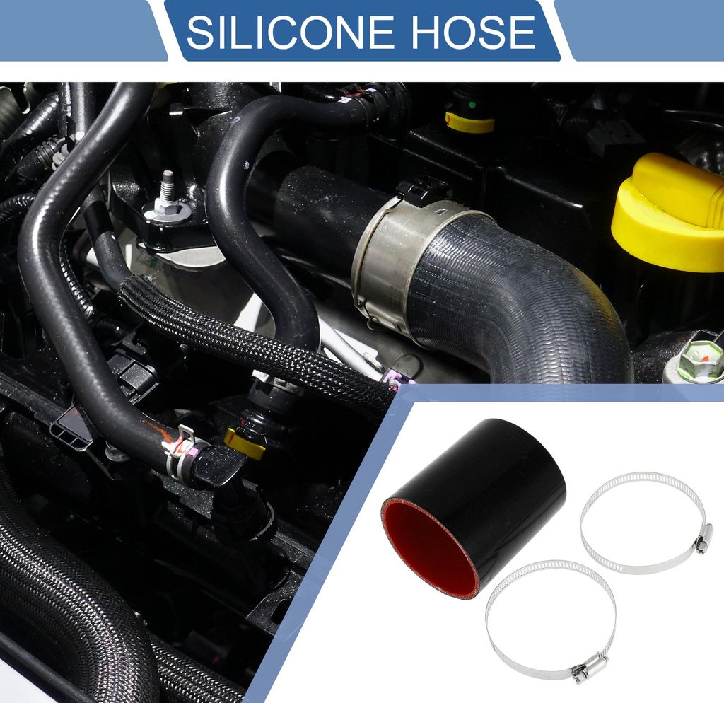 1 Satz 80mm/3,15" ID 100mm/3,94" Länge 0 Grad Schwarz Rot Auto Silikonschlauch mit Schellen Kühlmittelschlauch Universal