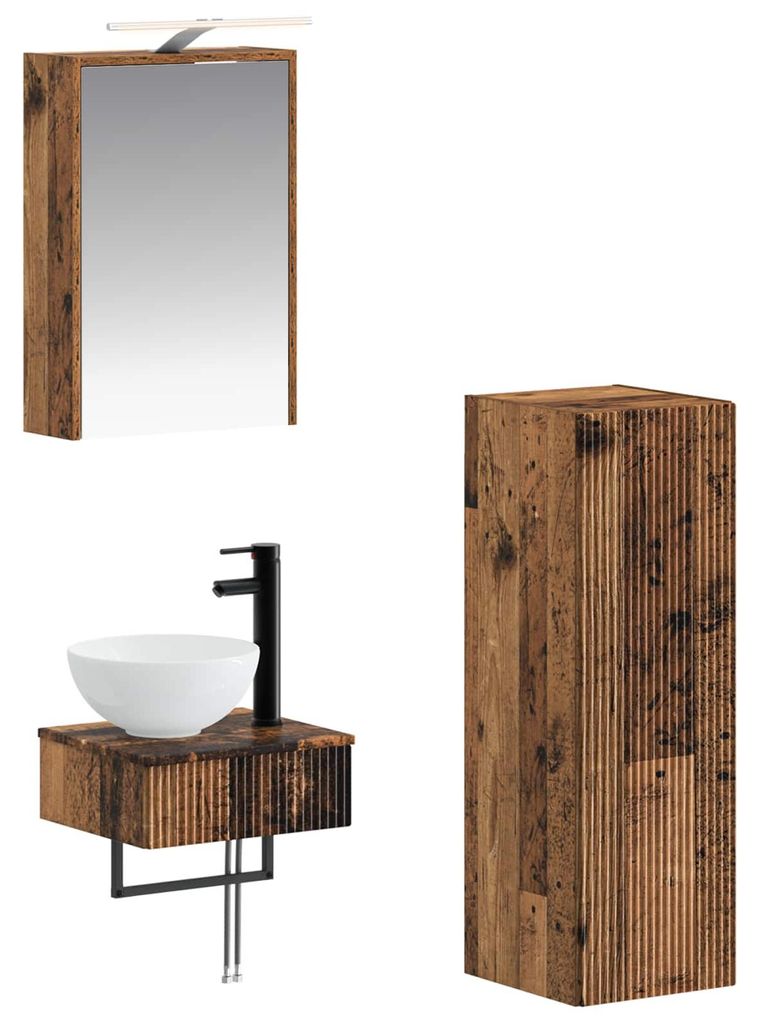 vidaXL Badezimmerschrank-Set 4 pcs Altholz 43 x 16 x 62,5 cm