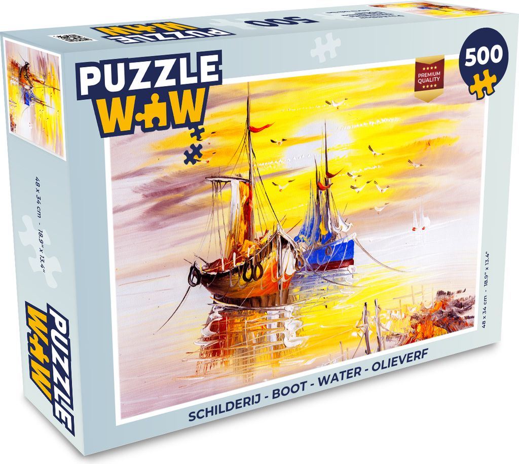 MuchoWow Puzzle 500 Teile Malerei - Boot - Wasser - Ölfarbe - 500 Teile - Kinder - Selberbauen - Puzzlespiele
