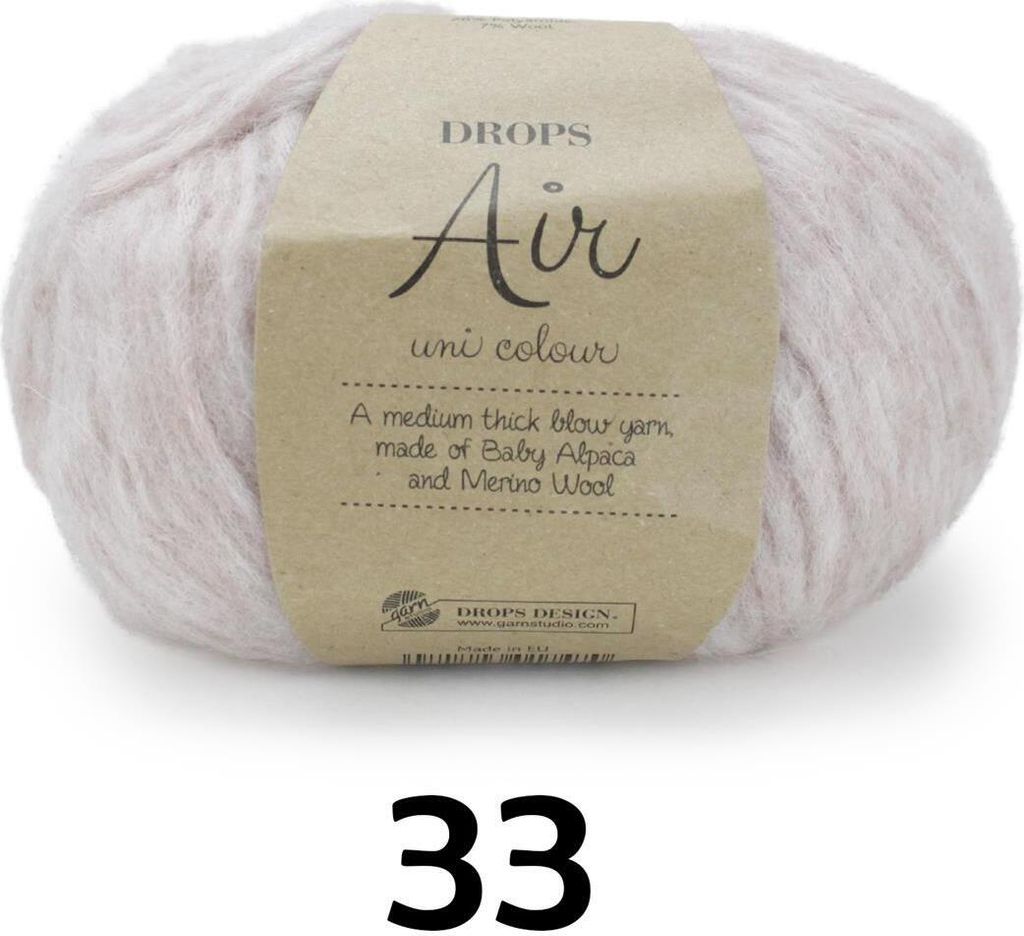 DROPS Air 33 Rosa Sand Uni Colour Garn – leichtes Strick- und Häkelgarn 25g 50m