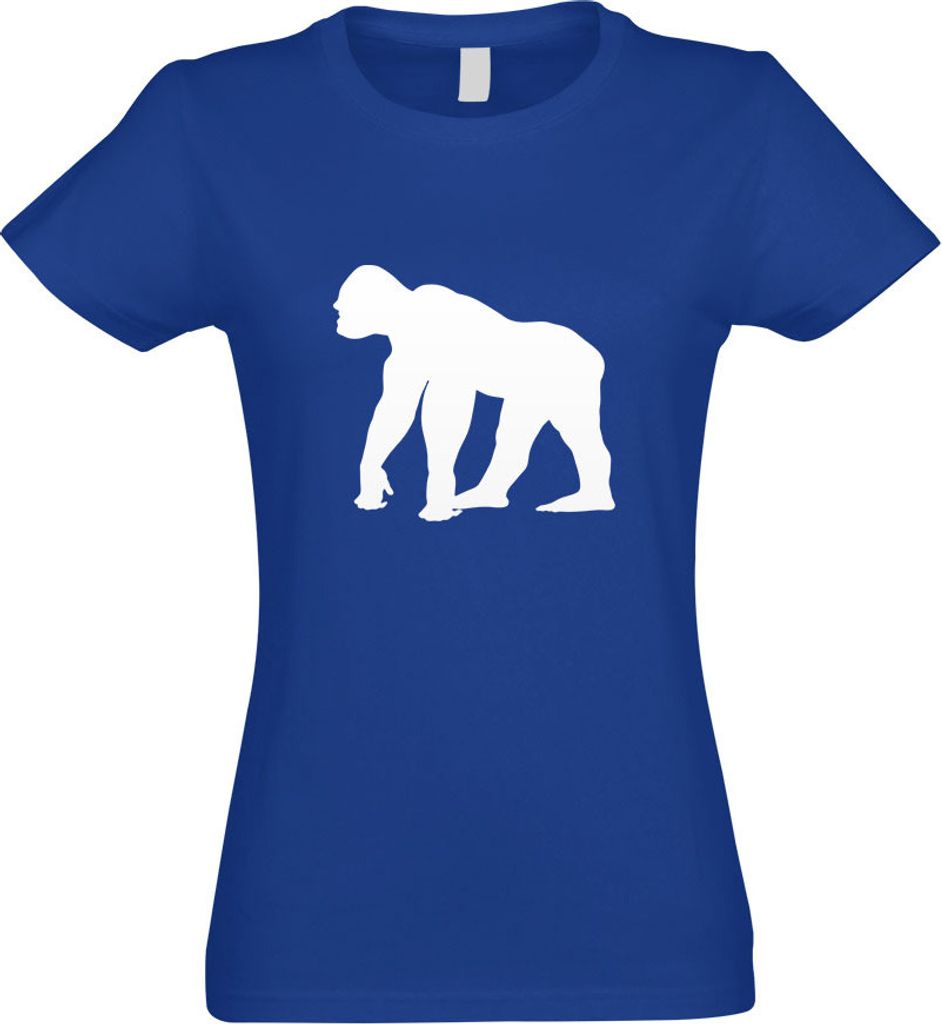 Kiwistar - T-Shirt tailliert - Damen - royal - AFFE - Gorillas - Schimpansen - mit Motiv Bedruckt - Funshirt Design - Sport - Freizeit - Damen - S