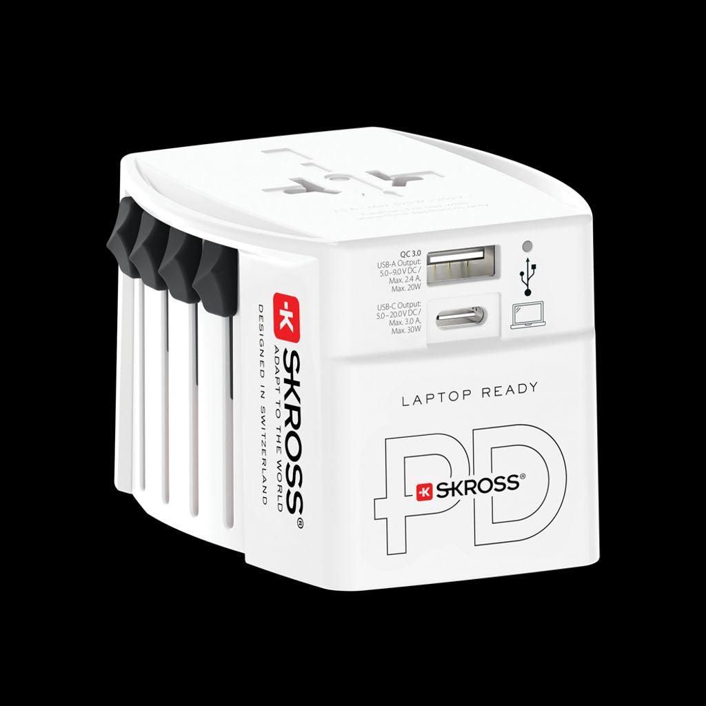 SKROSS 80165 World Adapter MUV USB AC30PD, blanc - Image du produit 