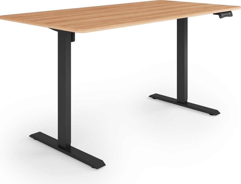 ESMART ETX-121BM 160x80cm Ahorn Ergonomischer Steh-Sitz-Schreibtisch Stufenlos elektrisch höhenverstellbar 73,5-123,5 cm 3x Memory USB Ladeport Ak...