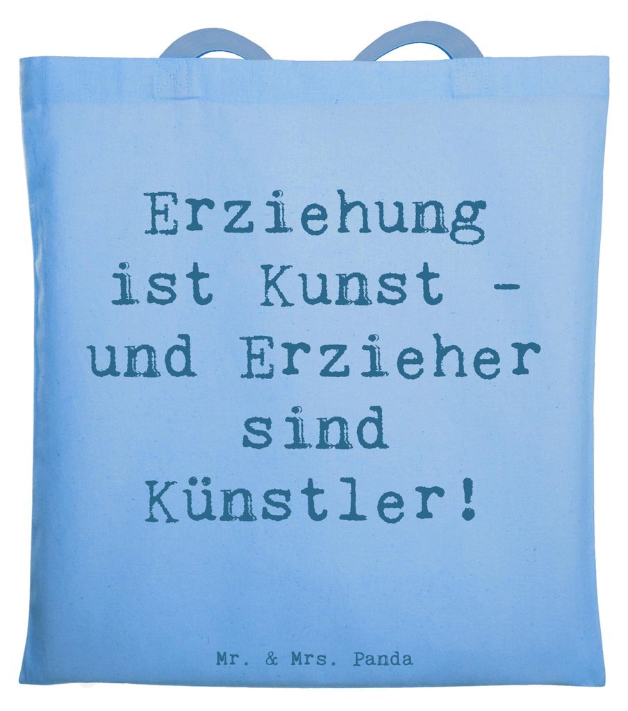 Mr. & Mrs. Panda Tote Bag Spruch Erzieher Künstler - Sky Blue - Geschenk, Tasche, Unterstützung, Geborgenheit, einkaufsshopper, Dankeschön, Jute...