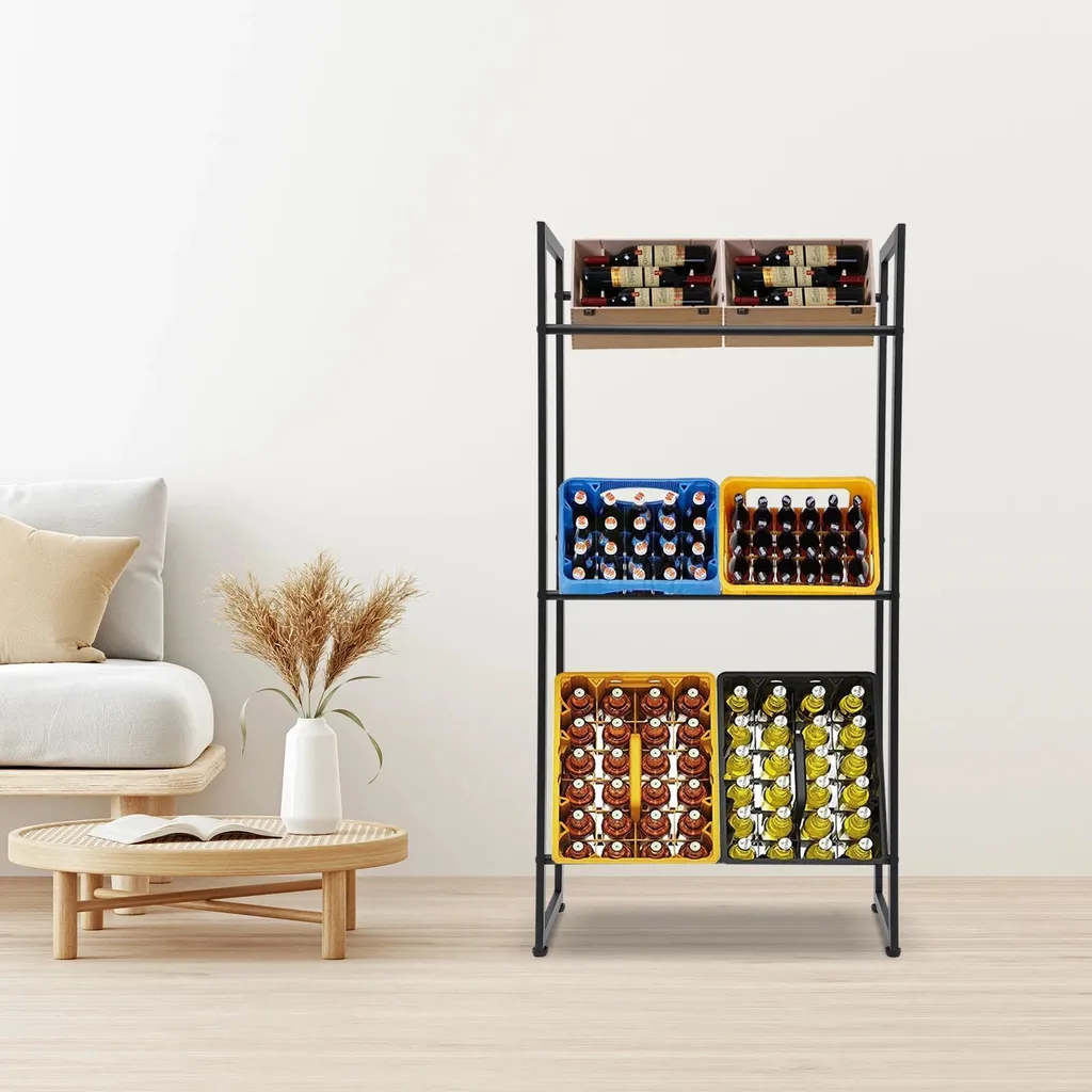 Étagère de rangement boissons acier 150kg max - 3 niveaux inclinés