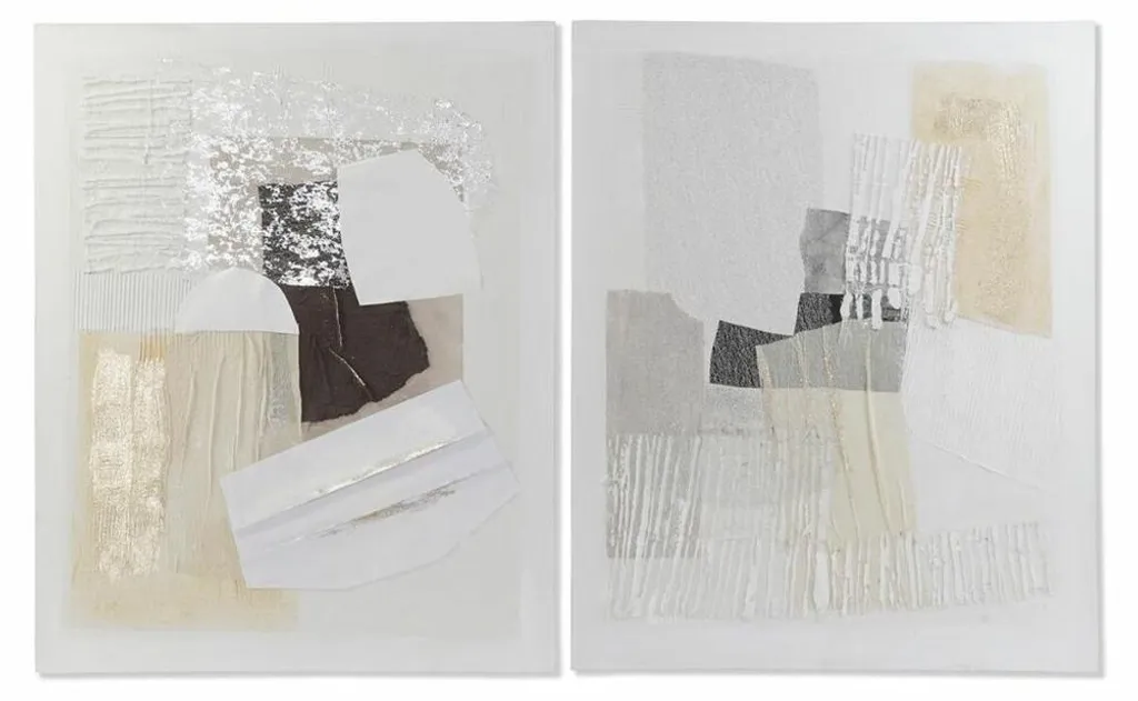 Tableaux en Bois de Pin et Toile Marron et Gris 80x100 cm (2 Pièces)