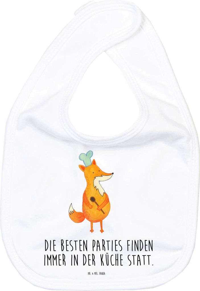 Mr. & Mrs. Panda Lätzchen Fuchs Koch - Weiß - Geschenk, Sabberlätzchen, Bäcker, Spruch Lustig, Chefkoch, Baumwoll-Lätzchen, Hungrig, Sabber, S...