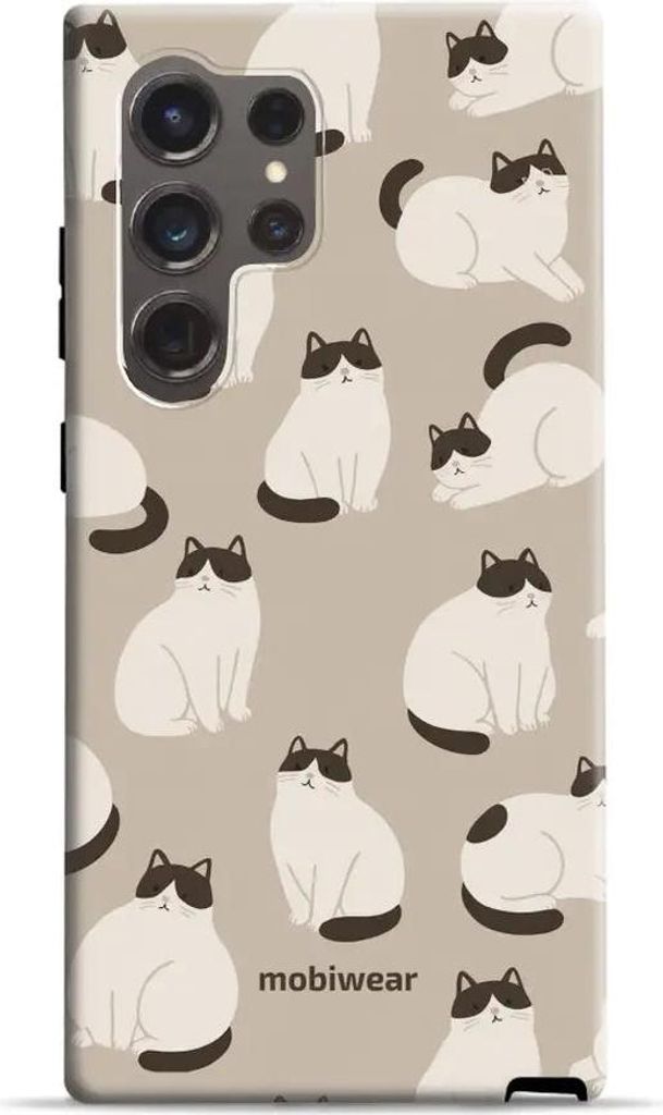 Handyhülle für Galaxy S24 Ultra, Mobiwear Elite Pro, Kaffe Miau