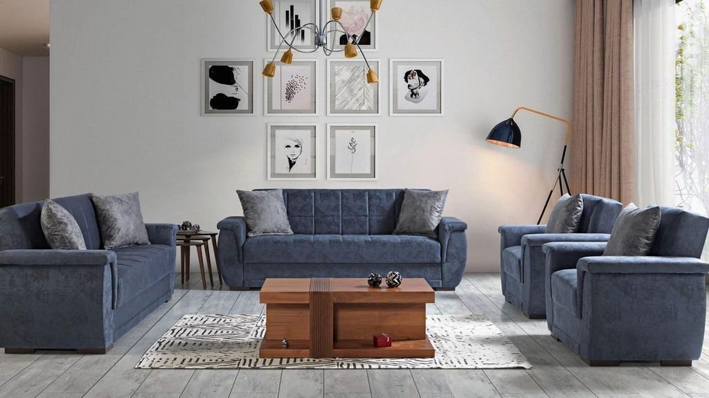 Sofagarnitur Couch 3+2+1+1 Sitz Schlafsofa Garnitur JVmoebel