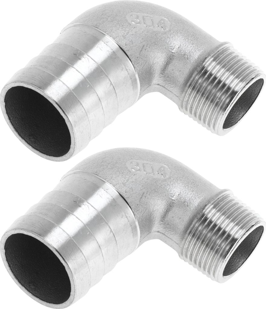 2 Stück Schlauchstutzen für Luft Wasser Öl Gas Kraftstoff 3/4" BSPT männlicher Edelstahlverbinder 1,3" OD Silberton 304 Edelstahl