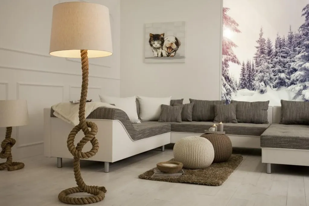 Lampadaire Corde Marine Designer - Lampe de Salon Style Studio Naturel