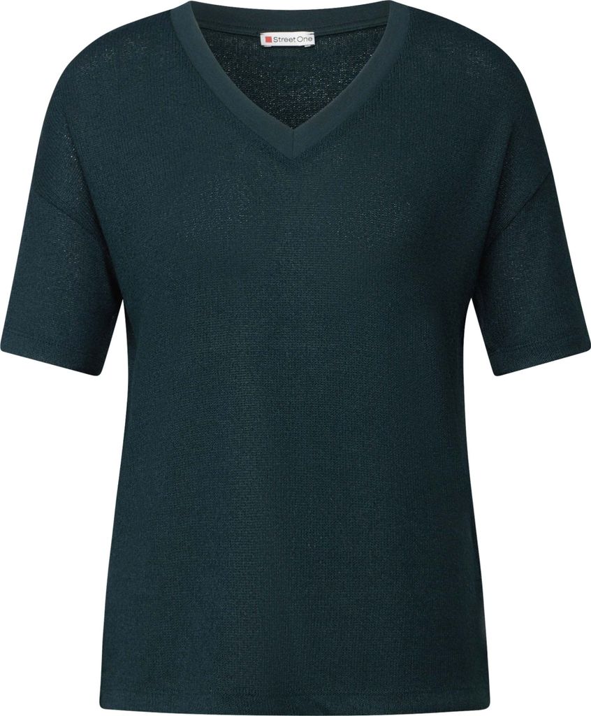 Street One V-Shirt 'Strick-Look T-Shirt', A322901, hunter green, Gr. 40