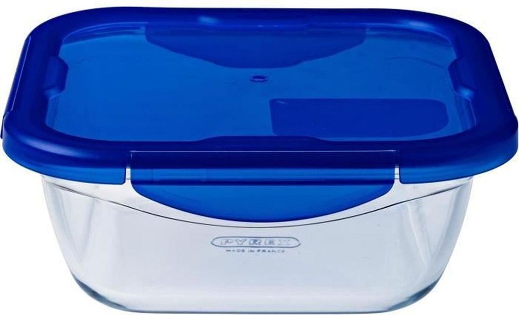 Pyrex Cook & Go Bowl Square - Includes Lid - Borosilicate Glass - 800ml - Transparent