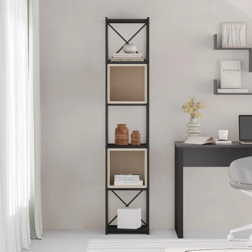Scaffale Libreria Vale Mini Nero e Cashmere | Design Geometrico 179H