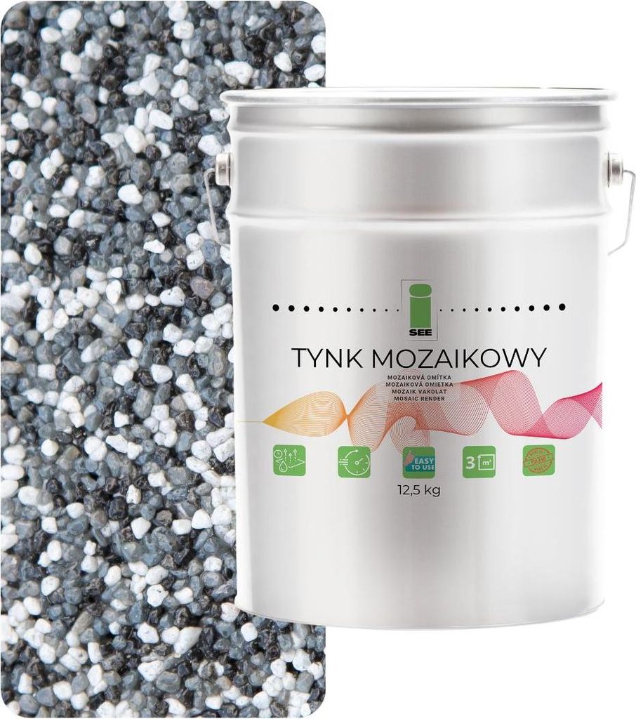 Grauer Harzmosaikputz Klasse 1 Mosaik 12,5 kg Frostbeständig