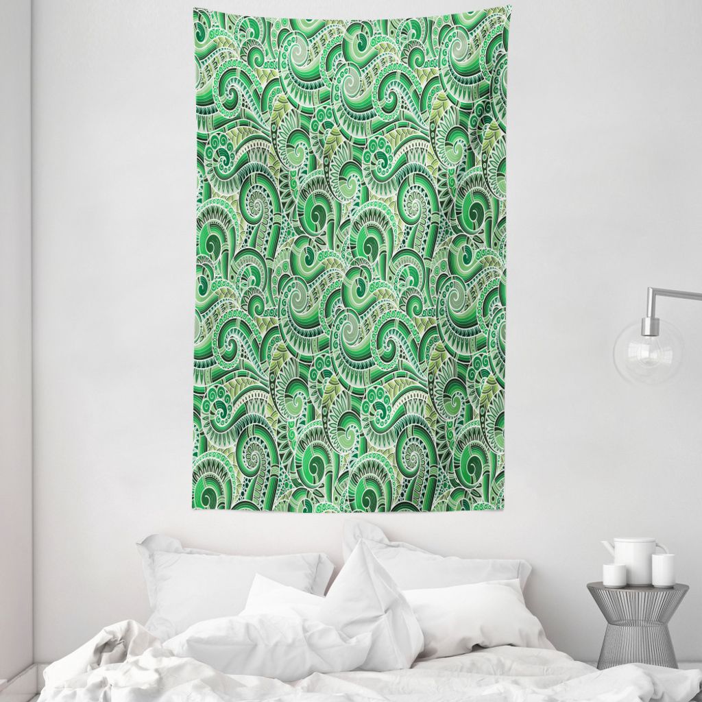 ABAKUHAUS Asiatisch Wandteppich und Tagesdecke, Klassische Retro Mehendi aus Weiches Mikrofaser Stoff Waschbar ohne Verblassen Digitaldruck, 140 x ...