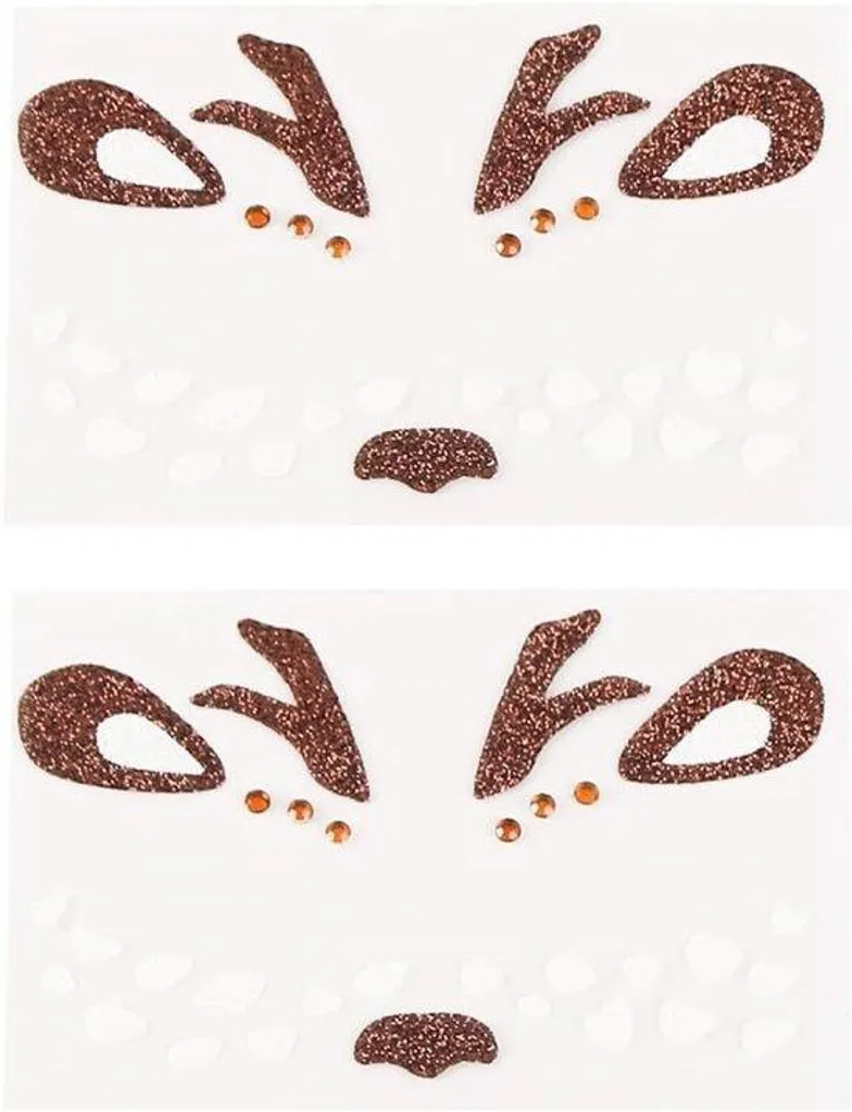 Autocollants Maquillage Pailletés Visage Motif Cerf pour Maquillage Fête