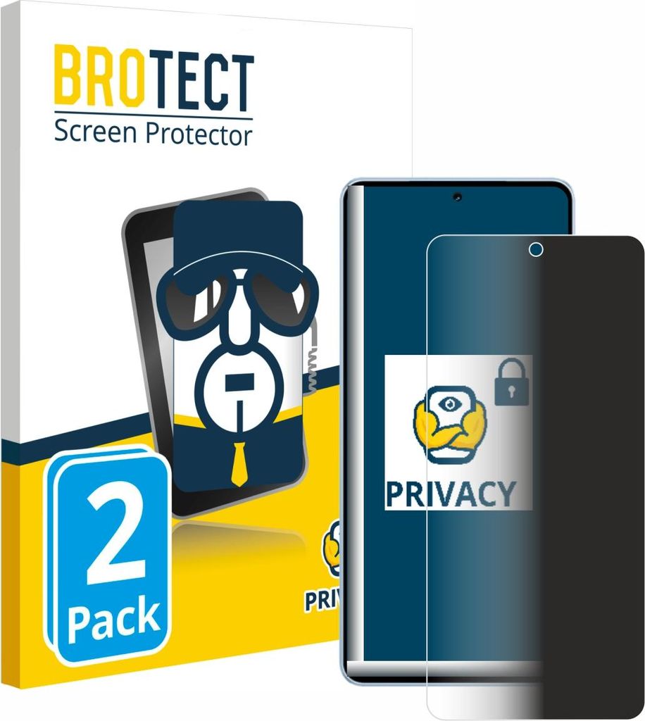 2x BROTECT Sichtschutzfolie für Vivo iQOO Neo 11 Anti-Spy Privacy Sichtschutz Blickschutz Folie Blaulicht-Schutz