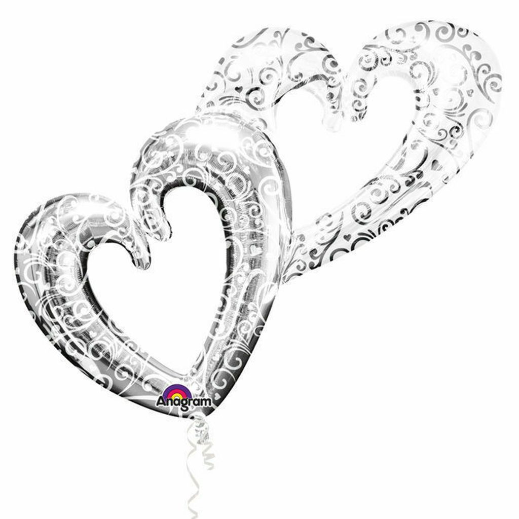 SuperShape Folienballon "Herzen" Silber | 134x91cm Produktbild 