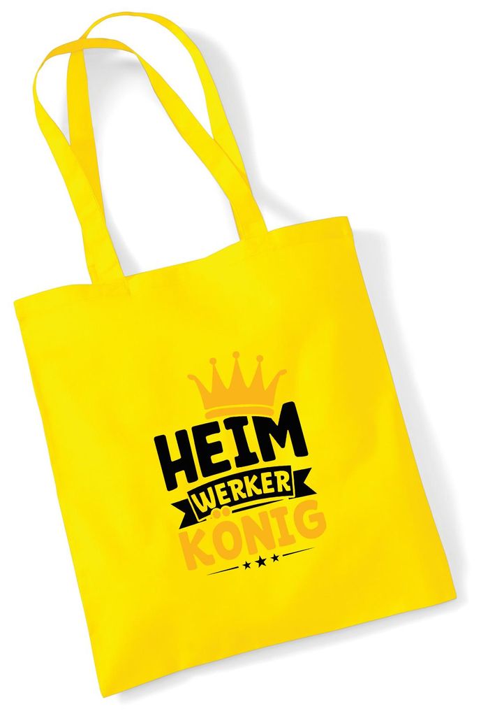 Huuraa Jutebeutel Heimwerker König 10 Liter Yellow Baumwolle Tasche Geschenkidee