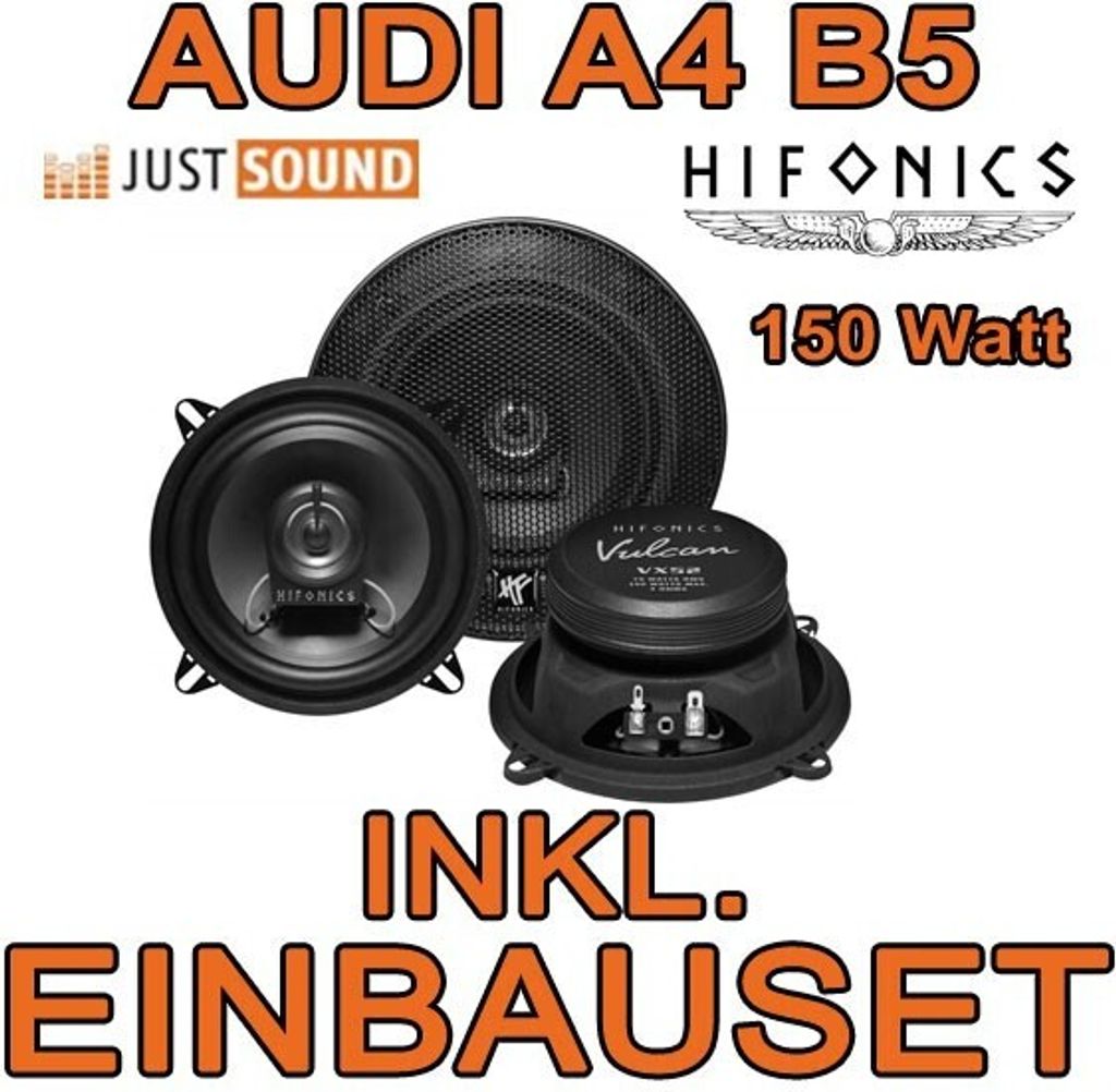Hifonics Vulcan VX52 - 13cm Lautsprecher Einbauset passend für Audi A4 B5 - justSOUND
