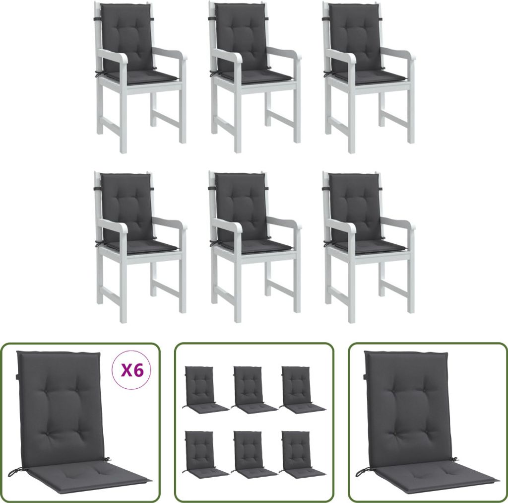 The Living Store Niedriglehner-Auflagen 6 Stk Melange Anthrazit 100x50x4cm Stoff