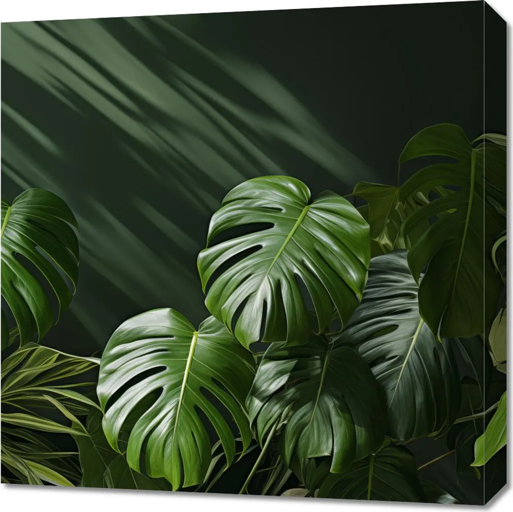Tableau déco Feuilles chuchotantes 60x60 cm - Toile murale végétale
