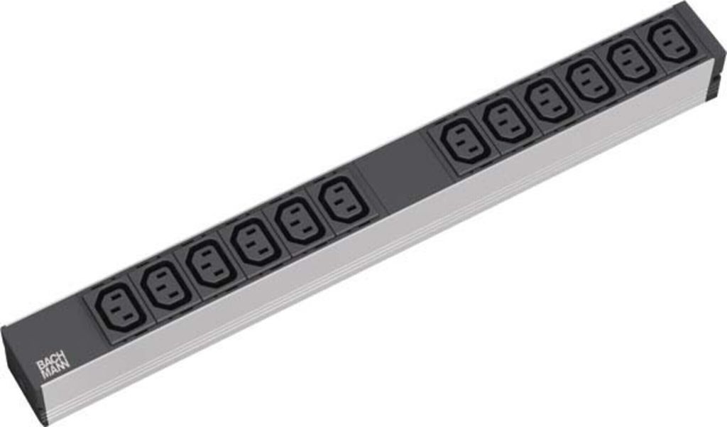 BACHMANN Steckdosenleiste 19" 1HE 12x C13 Buchse, Schutzkontakt-Stecker