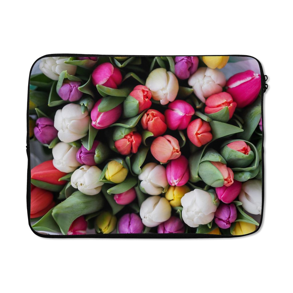 MuchoWow Laptop Hülle 15 Zoll Blumen - Blumenstrauß - Tulpen Laptoptasche - Laptoptasche - Sleeve - Rundum-Schutz