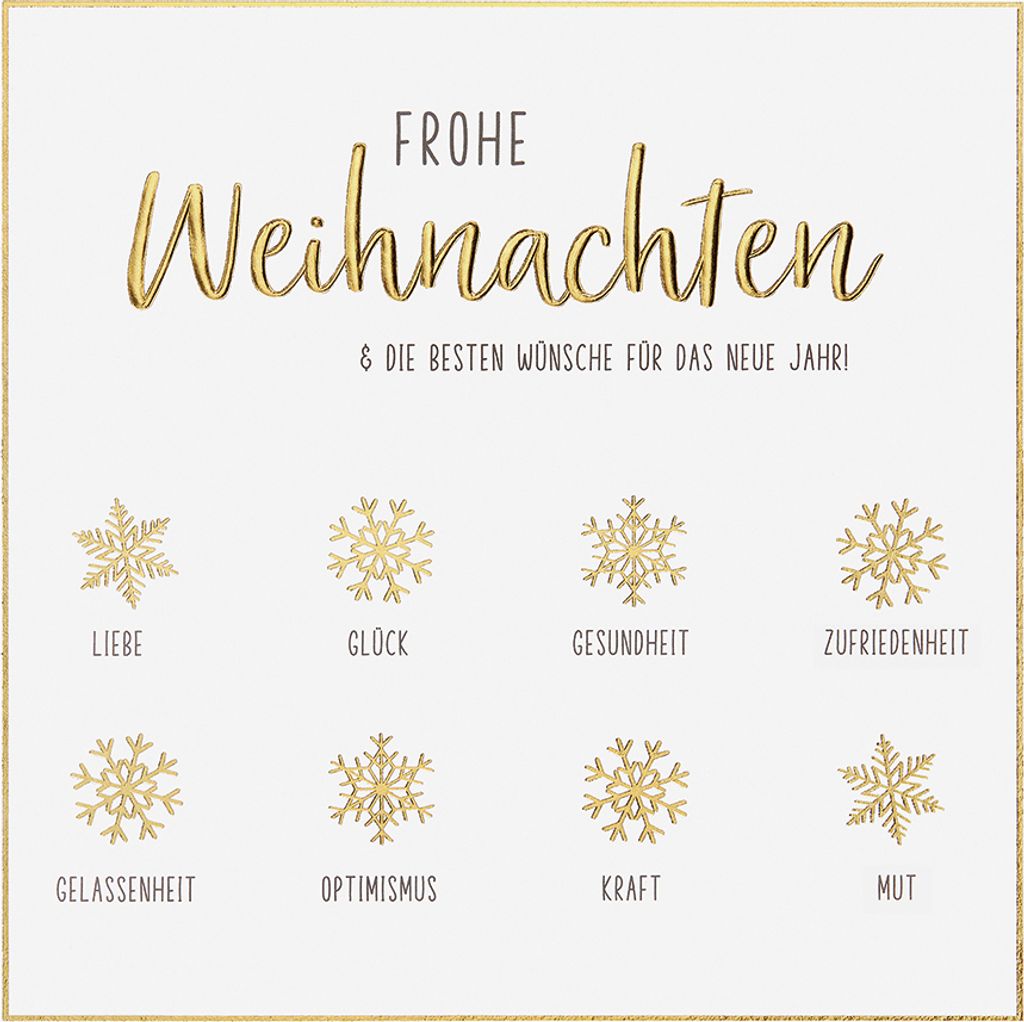 Weihnachten Black Gold Glückwunschkarte im Format 15 x 15 cm mit Um