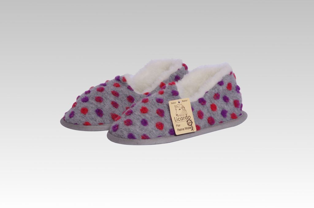 Mokassin Hausschuhe Wolle silber silber