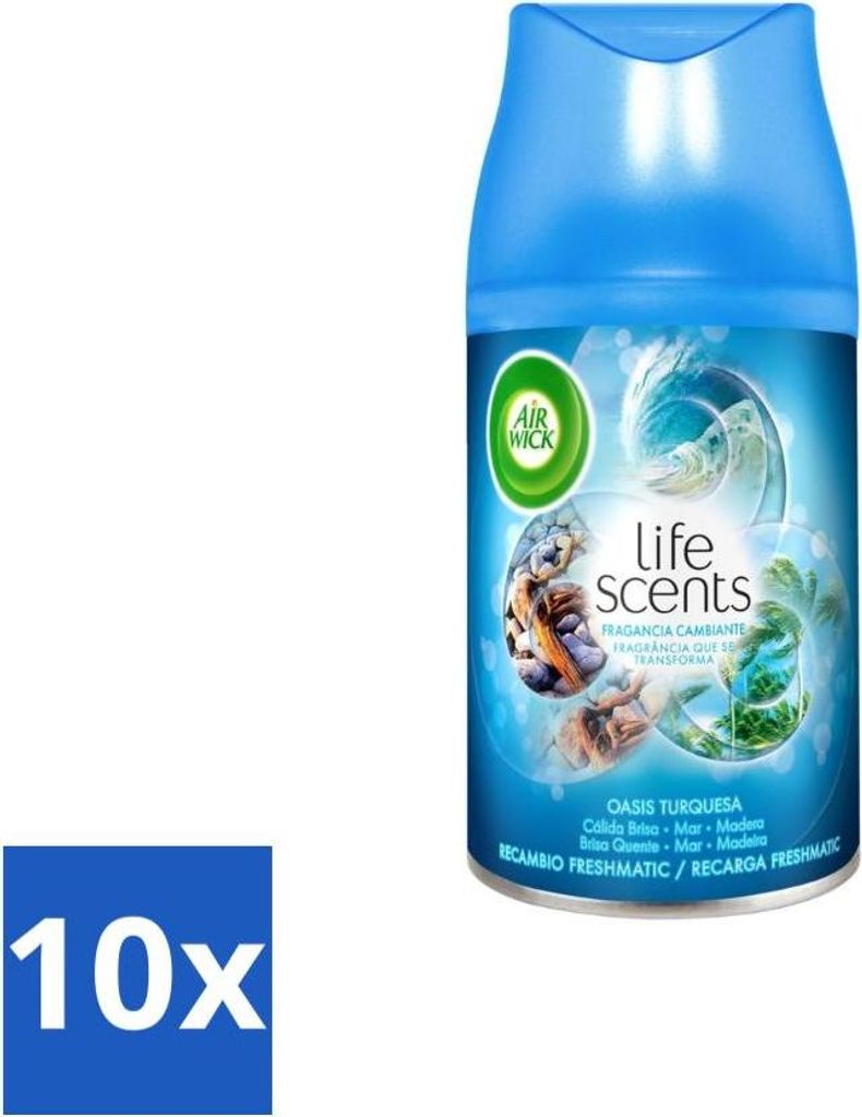 Air Wick - Lufterfrischer Nachfüller - Türkis-Oase - Automatisches Spray - 250 ml - Vorteilspack - 10 Stücke